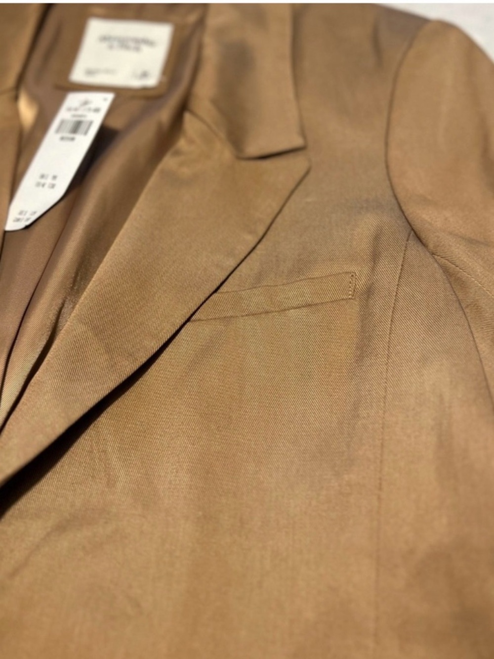 NWT Abercrombie & Fitch Women's Camel/Tan Single-Breasted Blazer - Picture 9 of 10